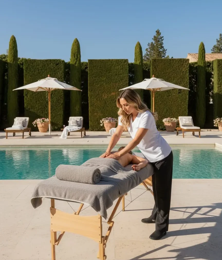 SENSE8 therapist giving a woman a relaxing massage in her home